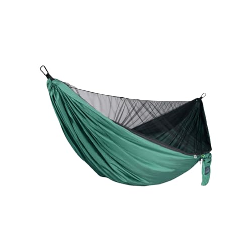 Nylon-Hängematte mit tragbarer seitlicher Aufbewahrungstasche aus Netz, tragbare Mehrzweck-Hängematte for Outdoor-Reisen(Dark Green) von ZXCMY