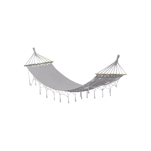 Polyester-Baumwoll-Hängematte, Mehrzweck, mit Holzstäben, for Outdoor-Camping, Indoor- und Outdoor-Freizeit-Hängematte(Grey) von ZXCMY