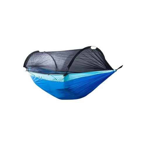 Polyester-Hängematte mit atmungsaktivem Mesh-Rahmen, multifunktional, tragbar, einfach einzurichten, Outdoor-Camping-Hängematte(Bleu,S) von ZXCMY