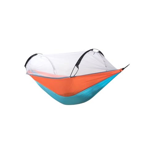 Polyester-Hängematte mit atmungsaktivem Mesh-Rahmen, multifunktional, tragbar, einfach einzurichten, Outdoor-Camping-Hängematte(Blue-orange,S) von ZXCMY