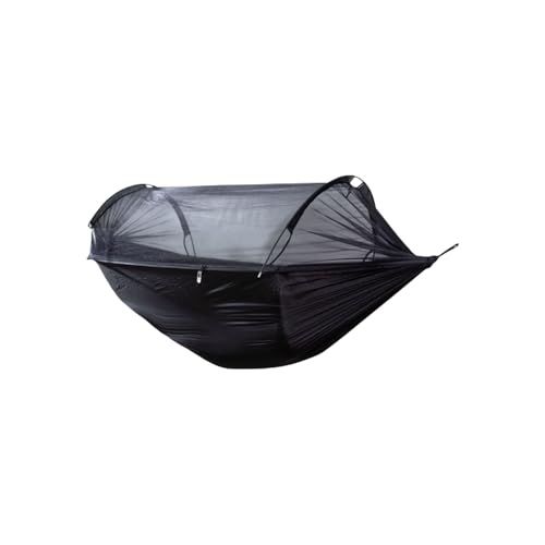 Polyester-Hängematte mit atmungsaktivem Mesh-Rahmen, multifunktional, tragbar, einfach einzurichten, Outdoor-Camping-Hängematte(Svart,S) von ZXCMY