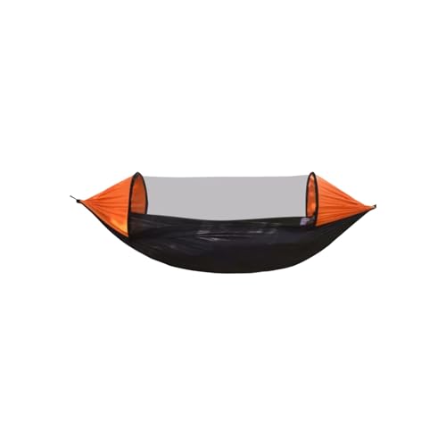Polyester-Hängematte mit schnell zu öffnendem Rahmen for Camping im Freien und Reisen, tragbare Mehrzweck-Hängematte(Black-orange) von ZXCMY
