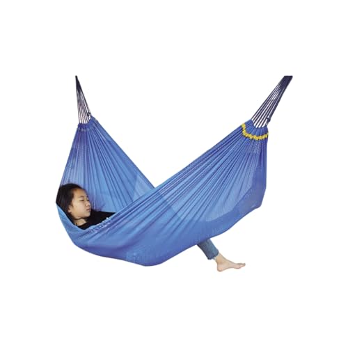 Rayon Hängematte Mesh Atmungsaktiv Leichte Outdoor Camping Reise Multifunktionale Tragbare Baum Hängende Hängematte(Bleu) von ZXCMY