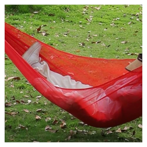 Rayon Hängematte Mesh Atmungsaktiv Outdoor Reise Leichtgewicht Baum Hängen Kompakt Hängematte(Rosso) von ZXCMY