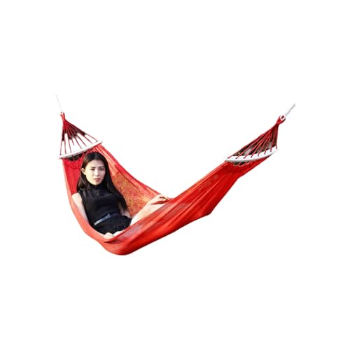 Rayon Seil Hängematte Mit Holz Sticks Mesh Tragbare Outdoor Camping Atmungsaktive Hängematte(Rosso) von ZXCMY