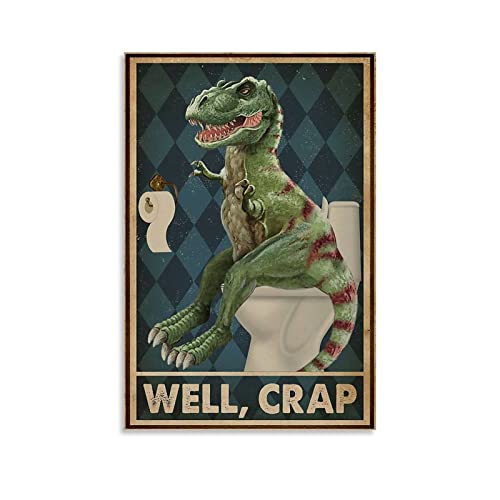 ZXCN Vintage-Poster, Dinosaurier sitzend auf der Toilette, Retro-Poster, dekoratives Gemälde, Leinwand, Wandkunst, Wohnzimmer, Schlafzimmer, Gemälde, 40 x 60 cm von ZXCN