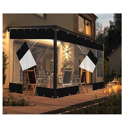 Wetterfeste PVC Plane Durchsichtig Wasserdicht Plane Outdoor mit Reißverschluss Pergola Patio Veranda Gazebo Transparente Seitenteile mit Ösen Anpassbar ( Size : H2.1xW7m/H von ZXCVASDF