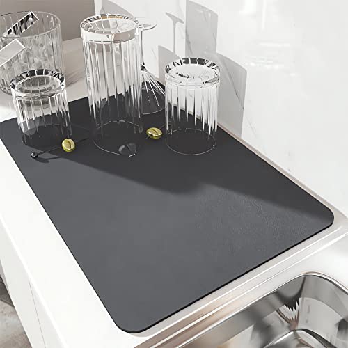 Kitchen Super Absorbent Draining Mat, Drying Mat for Kitchen Counter, Dish Mat Drying Kitchen Mat (Black,11.8 * 15.7inch) von ZXCVB