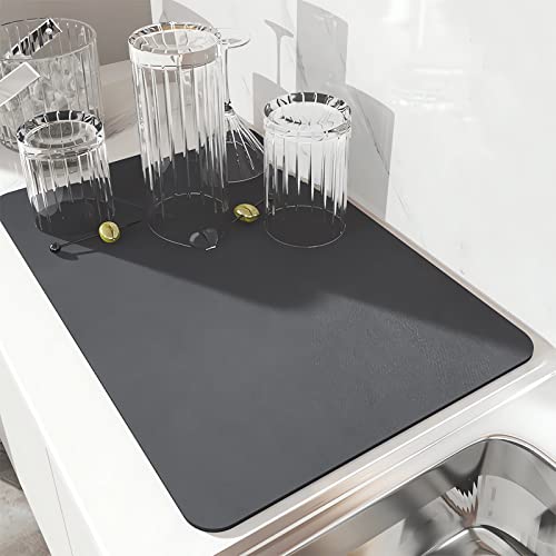 Kitchen Super Absorbent Draining Mat, Drying Mat for Kitchen Counter, Dish Mat Drying Kitchen Mat (Black,19.7 * 23.6inch) von ZXCVB