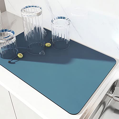 Kitchen Super Absorbent Draining Mat, Drying Mat for Kitchen Counter, Dish Mat Drying Kitchen Mat (Blue,19.7 * 23.6inch) von ZXCVB