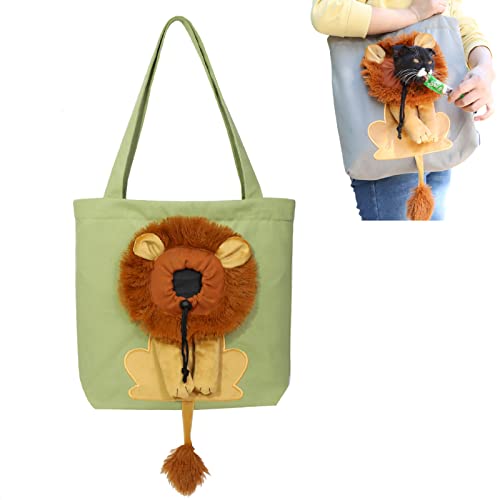 Pet Canvas Shoulder Carrying Bag, Cat Tote Bag, Lion-Shaped Cute Cat Carrier,Cat Bag Carrier Carry Bag, Pets Lightweight Bag (Green,15.7 * 13.8in) von ZXCVB