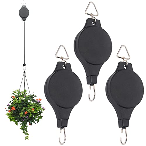 Plant Pulley Set for Garden Baskets Pots, Birds Feeder, Plant Pulleys for Hanging Plants, Retractable Pulley Plant Hanger (3PCS) von ZXCVB