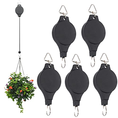Plant Pulley Set for Garden Baskets Pots, Birds Feeder, Plant Pulleys for Hanging Plants, Retractable Pulley Plant Hanger (5PCS) von ZXCVB