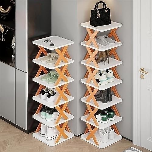 ZXCVB Multi-Layer Shoe Rack Storage Organizer, Thin Shoe Rack for Entryway, Vertical Shoe Rack for Small Spaces, Space Saving Shoe Organizer (Blue,5 Tier) von ZXCVB