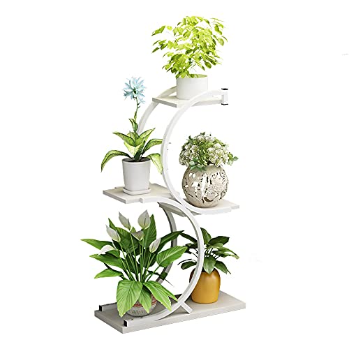 ZXCVB Stehendes Blumenregal,Blumenregal Mehrstöckig,Bodenstehende Pflanzenregal,Indoor Balkon Wohnzimmer Pflanze Display Regal, Metall Blumentreppe Blumentopfständer 45x25x90cm,White von ZXCVB