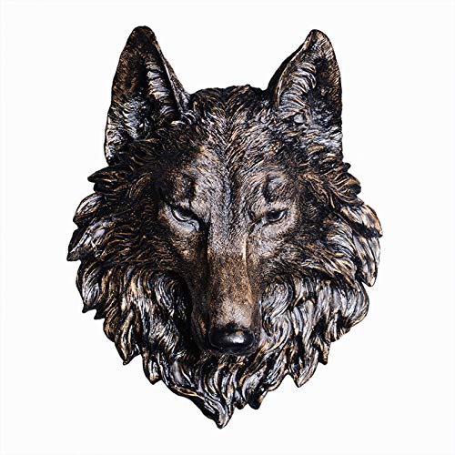 ZXCVBAS Amerikanische Dekoration Wandbehang Tierkopf Simulation Wolfskopf Wanddekoration, Wolf-Kopf-Wandbehang - Resin Wolf-Kopf-Wand-Dekor,A von ZXCVBAS
