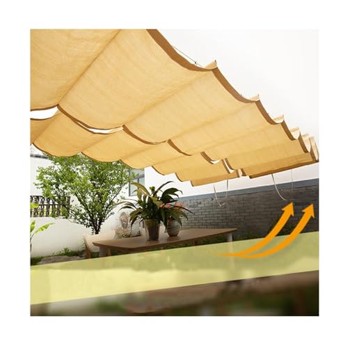 Wave-Sonnensegel,verschiebbares Wellen-Sonnensegel for den Außenbereich, Sonnenschutz-Segel, for Pergola, Markise, Deck, Terrasse, Hinterhof, Wellen-Schatten,anpassbar(Size:W1.6*L11m/W5.24*L36.08ft) von ZXCVBNAS