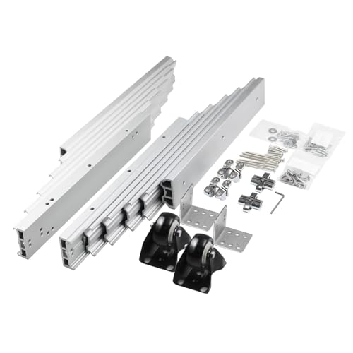 ZXCVBNMQ 3 Größen Vollausziehbare Tischrutsche mit leisen Rädern Aluminium-Teleskopschrank-Tischführungsschienenscharnier für Tischküchenarbeitsplatte (Silver 1270mm) von ZXCVBNMQ
