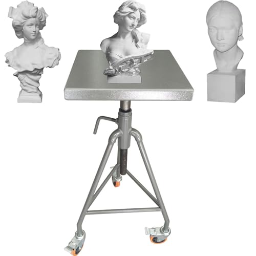 ZXCVBNMQ Keramik-Drehteller-Hubtisch, höhenverstellbar mit Universalrädern und Bremse, für Kunststudios und Klassenzimmer (40cm) von ZXCVBNMQ