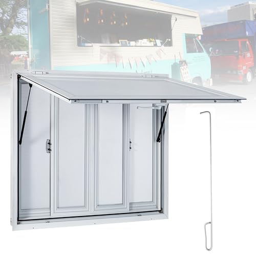 ZXCVBNMQ Rechteckiges Schiebefenster, Servicefenster aus Aluminiumlegierung für Konzessionsanhänger, Fensterüberdachung, (60×36in) von ZXCVBNMQ