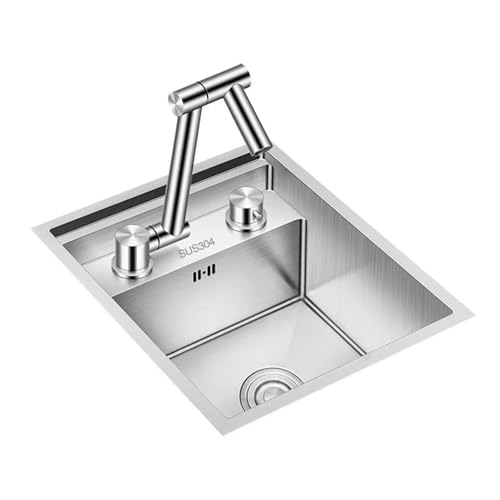 ZXCVBNMQ Single Bowl RV Spüle aus Edelstahl, kompakte Drop-in-Spüle, mit faltbarem Wasserhahn und Abflusszubehör Faltbare Mini-Spüle mit Abdeckung (320X430mm) von ZXCVBNMQ