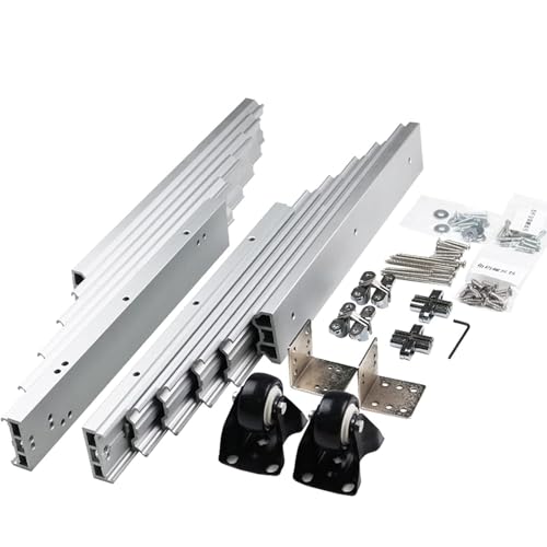 ZXCVBNMQ Voll ausziehbare Tischführung, 3 Größen Aluminium-Schubladenführungen Elektrisches Schranktisch-Führungsschienenscharnier mit leisen Rädern (Silver 1450mm) von ZXCVBNMQ