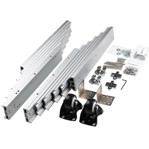 ZXCVBNMQ Voll ausziehbare Tischrutsche Aluminium-Schubladenschienenschiene, 3 Größen Teleskopschrank Tisch Führungsschiene Scharnier (Silver 1450mm) von ZXCVBNMQ