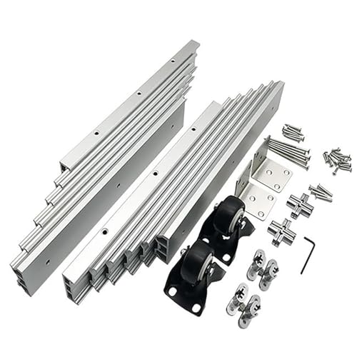 ZXCVBNMQ Vollständig versenkbare Tischschienen, 3 Größen Aluminium versenkbare Tischschienen mit Scharnier Schrankschienen mit leisen Rädern (Silver 1450mm) von ZXCVBNMQ
