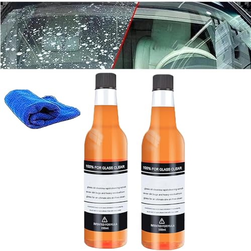 ZXCVWWE Auto Glas Ölfilm Fleckenentfernung Reiniger, Glas NET Bürste aus dem Öl FIEM, Glas Öl Film Entferner, Auto Windschutzscheibe Ölfilm Reiniger, Glas Stripper Wasser Spot Remover von ZXCVWWE