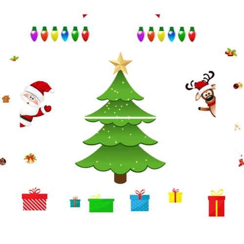 ZXCVWWE Magnetischer Aufkleber für Weihnachtsbaum, Weihnachtsmann und Elch, Weihnachtsaufkleber, Dekoration, Zubehör, Kühlschrank von ZXCVWWE