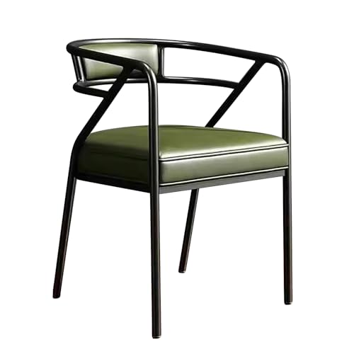 Esszimmerstühle mit Armlehne, mit Leder Gepolsterte Stühle Esszimmer, Lounge-Stuhl mit Eisenrückenlehne, Geeignet für Küche, Wohnzimmer, Schlafzimmer, Arbeitszimmer ( Color : Green-leather-black legs von ZXDRYBHD