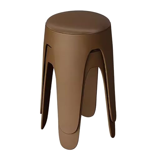 ZXDRYBHD 2-Teilige Kunststoff-Esszimmerstühle, Stapelbare Stuhl Esszimmer, Tragbare Stühle, Rückenfreie Stühle Esszimmer, für Zuhause, Schule, Büros (Color : Brown) von ZXDRYBHD