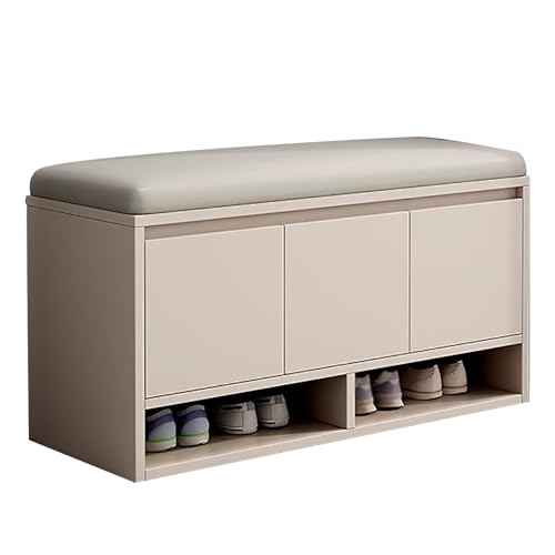 ZXDRYBHD Aufbewahrungsbank für den Eingangsbereich mit Schuhschrank, Schuhbank Organizer, mit Gepolstertem Sitz, für Flur(Yellow,100cm/39.3in) von ZXDRYBHD