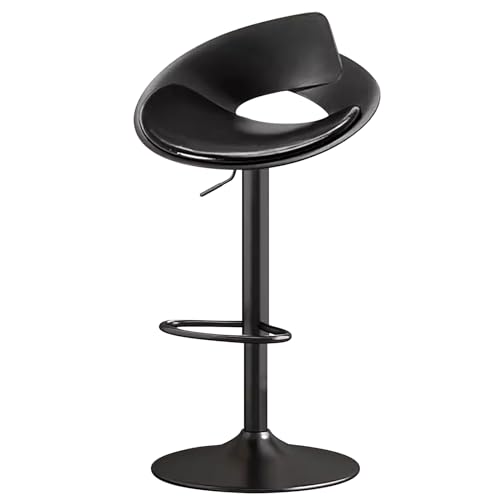 ZXDRYBHD Barstühle mit Fußstütze, Drehbare Barstuhl für Theke, Verstellbarer Barhocker, mit Rückenlehne, für Küche, Bar, Theke, Café (Color : Black+Cushion) von ZXDRYBHD