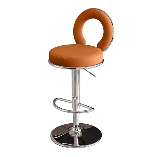 ZXDRYBHD Barstühle mit Rückenlehne, Barstuhl in Gegenhöhe, Verstellbarer Barhocker, mit Rückenlehne, Armlos, für Küche, Zuhause, Bar, Kaffee (Color : Orange) von ZXDRYBHD