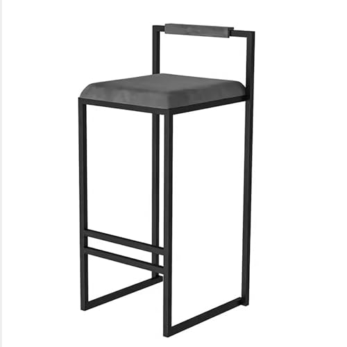 ZXDRYBHD Barstühle mit Thekenhöhe | Küchenhocker aus Schwarzem Metall mit Samtkissen | mit Fußstütze | Geeignet für Küchenbartheke | Cafe (Color : Black-Grey) von ZXDRYBHD