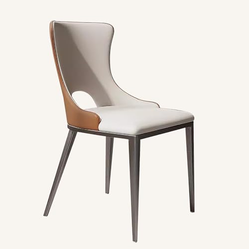 ZXDRYBHD Esszimmerstühle, einfache Haushaltsstühle, Beistellstuhl für Zuhause, bequemer Sitzstuhl, Kunstleder-Esszimmerstuhl mit gebogener Rückenlehne (Farbe: Orange + Weiß) von ZXDRYBHD