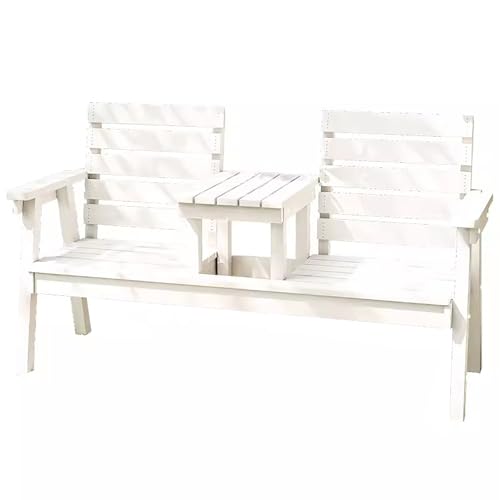 ZXDRYBHD Gartenbank 2-Sitzer mit Tisch, mit Rückenlehnen-Armlehnen, Stabil und Fest, für Terrasse, Garten, Balkon, Hof(Color:White) von ZXDRYBHD