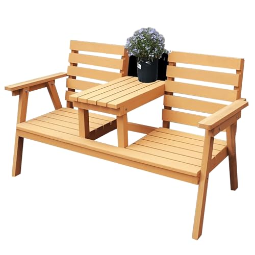 ZXDRYBHD Gartenbank 2-Sitzer mit Tisch, mit Rückenlehnen-Armlehnen, Stabil und Fest, für Terrasse, Garten, Balkon, Hof(Color:Yellow) von ZXDRYBHD