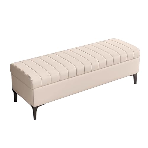ZXDRYBHD Hocker mit Stauraum, Gepolsterter Sitzbank mit Stauraum, für das Wohnzimmersit Zhocker mit Stauraum im Eingangsbereich(White,35.4x17.7in/90x45cm) von ZXDRYBHD
