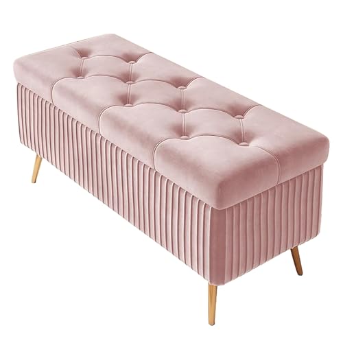 ZXDRYBHD Hocker mit Stauraum, Sitzhocker mit Gepolstertem Sitz, für Eingangsbereich, Wohnzimmer, Bettbänke(Pink,80x40cm) von ZXDRYBHD
