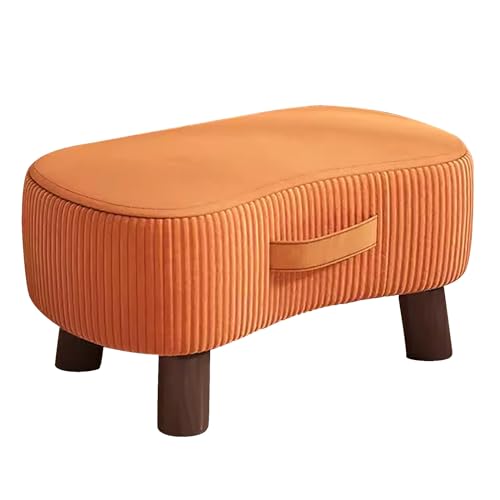 ZXDRYBHD Kleiner Gebogener Fußhocker mit Griff, Kleine Rrechteckige Hocker, für Couch, Wohnzimmer, Schlafzimmer, Terrasse (Color : Orange) von ZXDRYBHD