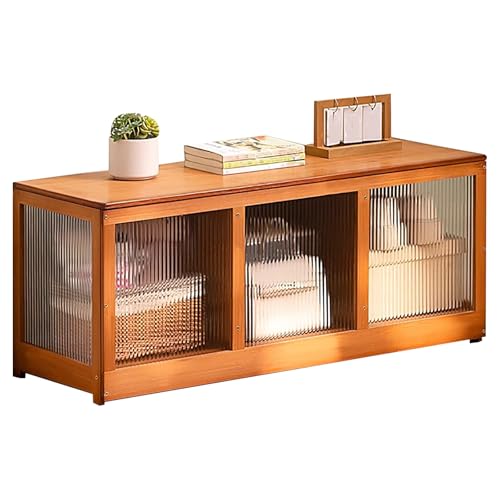 ZXDRYBHD LMXRYPD Bambus Aufbewahrungsbank, Schuhbank mit Aufbewahrungsschränken, mit Klappdeckel und Verstecktem Fach, Organizer für Flure, Wohnungen(Brown,98cm/38.5in) von ZXDRYBHD