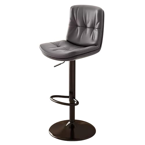 ZXDRYBHD Leder-Barstühle, Drehbare Barstuhl, Theken-Barhocker, Höhenverstellbare Barstühle, für Moderne Kneipe, Küche, Theke (Color : Black Leg-Dark Grey) von ZXDRYBHD