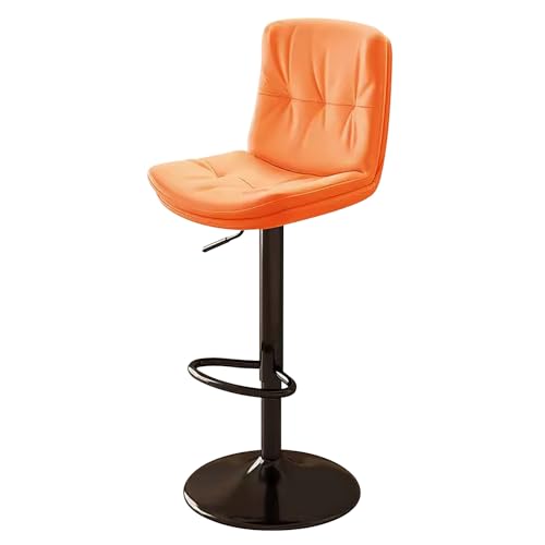 ZXDRYBHD Leder-Barstühle, Drehbare Barstuhl, Theken-Barhocker, Höhenverstellbare Barstühle, für Moderne Kneipe, Küche, Theke (Color : Black Leg-orange) von ZXDRYBHD