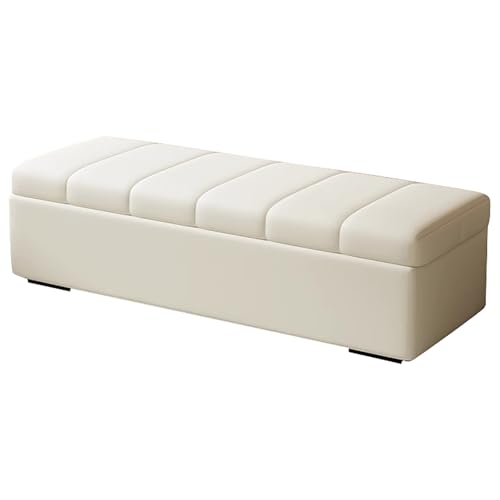 ZXDRYBHD Lederhocker, Sitzbox mit Stauraum, für Schlafzimmer, Eingangs oder Wohnzimmer, Sitzhocker(White,100x40cm) von ZXDRYBHD