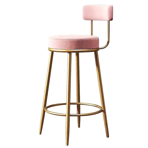 ZXDRYBHD Moderne Barhocker, Barstühle mit Lehne, Gepolsterte Barstuhl, für Zuhause, Küche, Esszimmer, Restaurant, Kaffee (Color : Pink, Size : Large) von ZXDRYBHD
