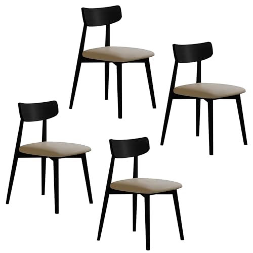 ZXDRYBHD Moderne Esszimmerstühle, Küchenstühle mit Gebogenem Rückenlehne und Gepolsterter Sitzfläche, für Wohnzimmer, Schlafzimmer und Arbeitszimmer(Black,Set of 4) von ZXDRYBHD