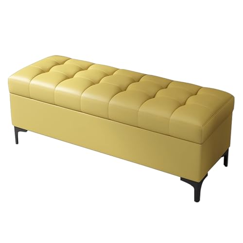 ZXDRYBHD Moderne Lederbettbank, Hocker mit Stauraum Sitz, für Schlafzimmer, Wohnzimmer-Eingangs Sitzhocker(Yellow,110x40cm) von ZXDRYBHD