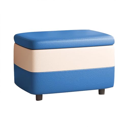 ZXDRYBHD Moderne Ottomane mit Stauraum aus Leder, Sitzbank mit Stauraum, Kleine Aufbewahrungsbänke, für Wohnzimmer und Schlafzimmer(Blue) von ZXDRYBHD